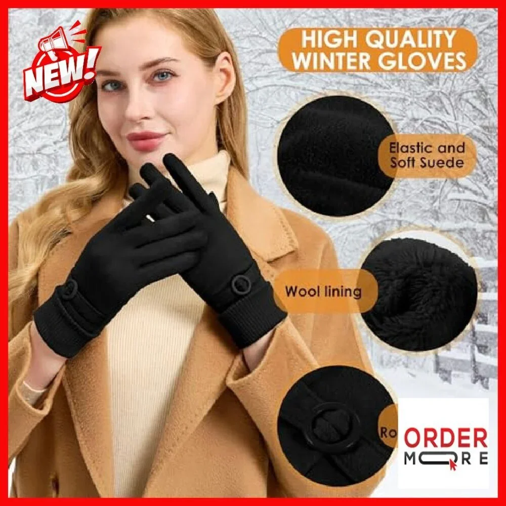 Women's Fleece Lined Touchscreen Winter Gloves Thermal Windproof